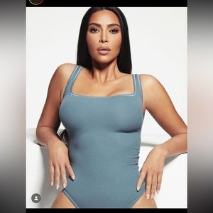 SKIMS cotton rib bodysuit in kyanite